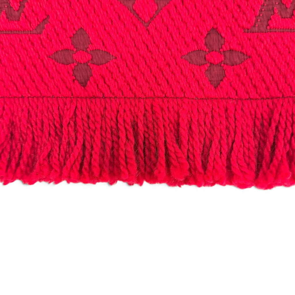 Louis Vuitton Logomania Scarf Wool Silk Ruby Monogram Fringe — view 6