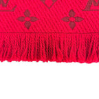 Louis Vuitton Logomania Scarf Wool Silk Ruby Monogram Fringe — view 6