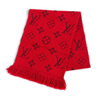 Louis Vuitton Logomania Scarf Wool Silk Ruby Monogram Fringe