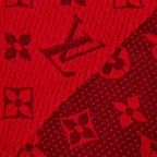 Louis Vuitton Logomania Scarf Wool Silk Ruby Monogram Fringe — view 5