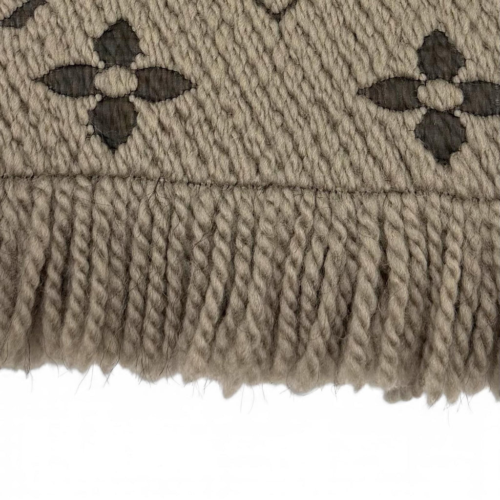 Louis Vuitton Logomania Scarf Monogram Wool Silk Fringed Greige — view 4
