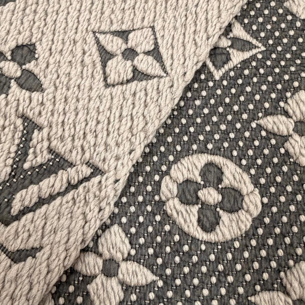Louis Vuitton Logomania Scarf Monogram Wool Silk Fringed Greige — view 5