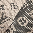Louis Vuitton Logomania Scarf Monogram Wool Silk Fringed Greige — view 5