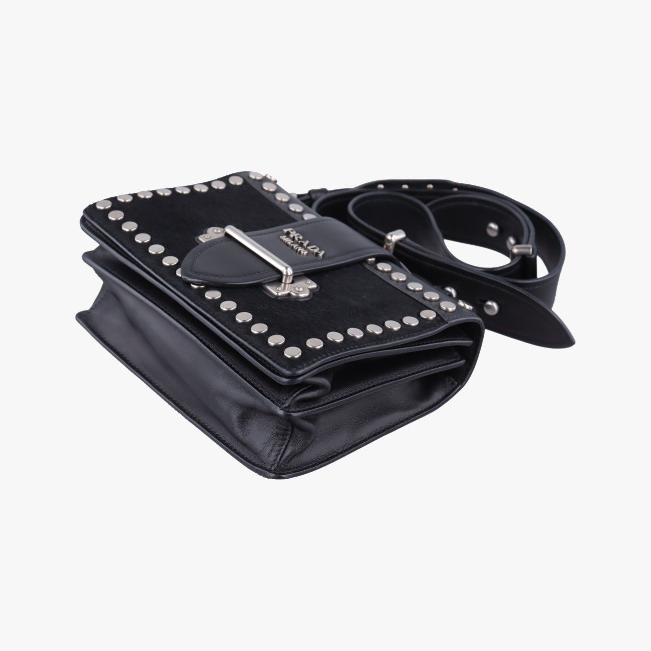 Prada Cahier Black Leather Calf Hair 25 — view 4