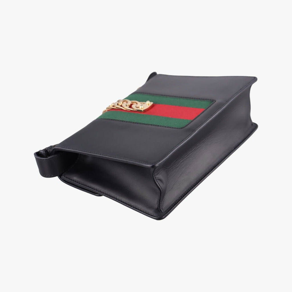 Gucci Sylvie Black Green Red Leather Shoulder Bag — view 7
