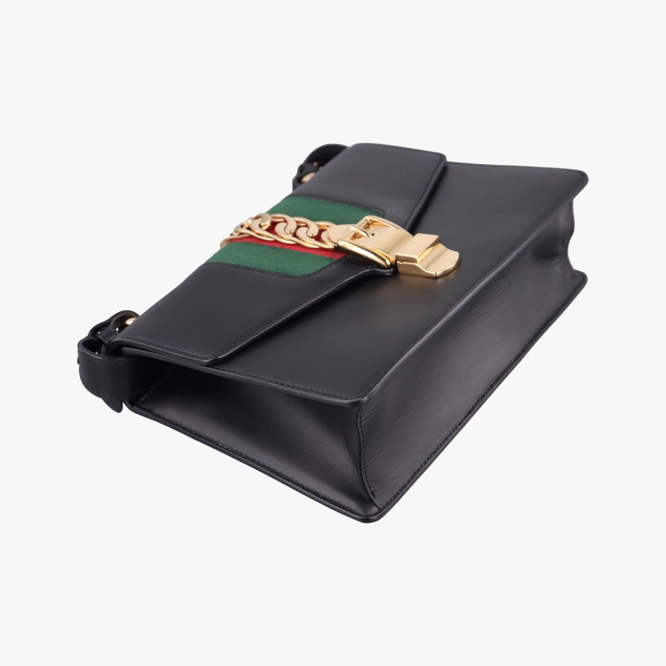 Gucci Sylvie Black Green Red Leather Shoulder Bag — view 5