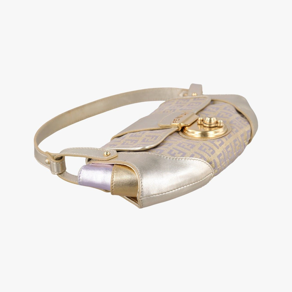 Fendi Zucchino Turnlock Gold Multicolor Canvas Leather — view 5