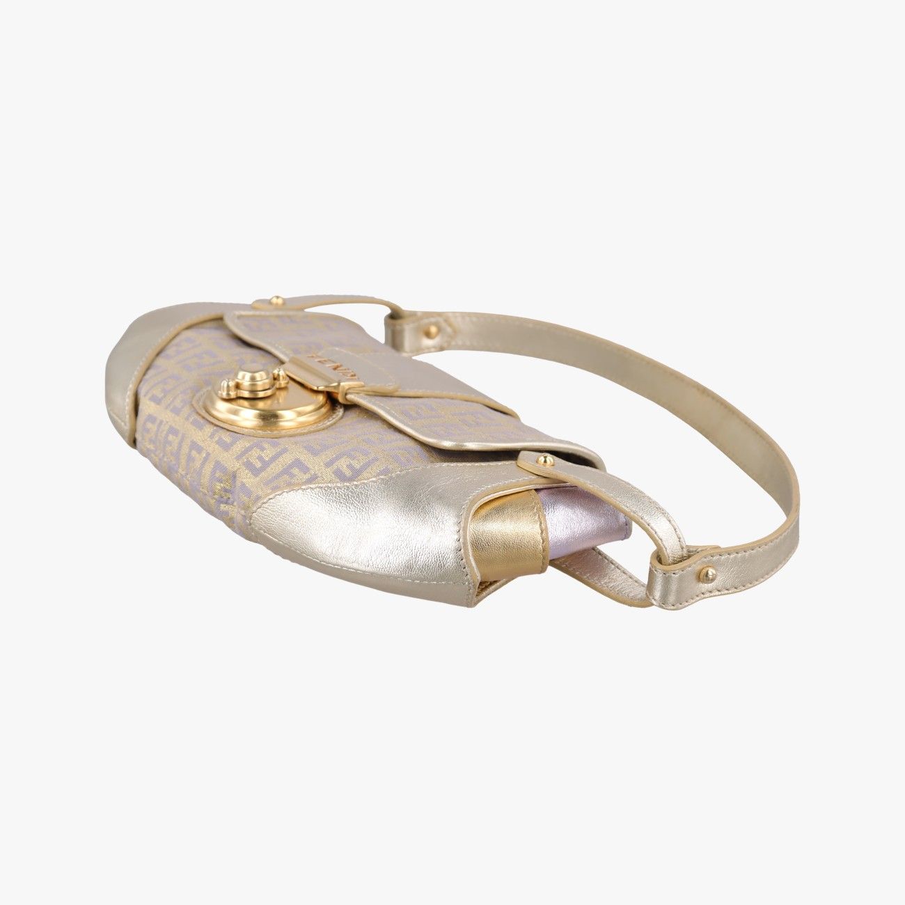 Fendi Zucchino Turnlock Gold Multicolor Canvas Leather — view 4