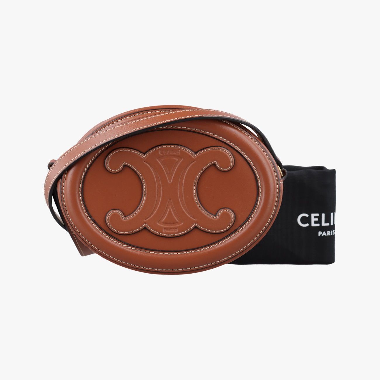 Celine Oval Purse Cuir Triomphe Brown Leather