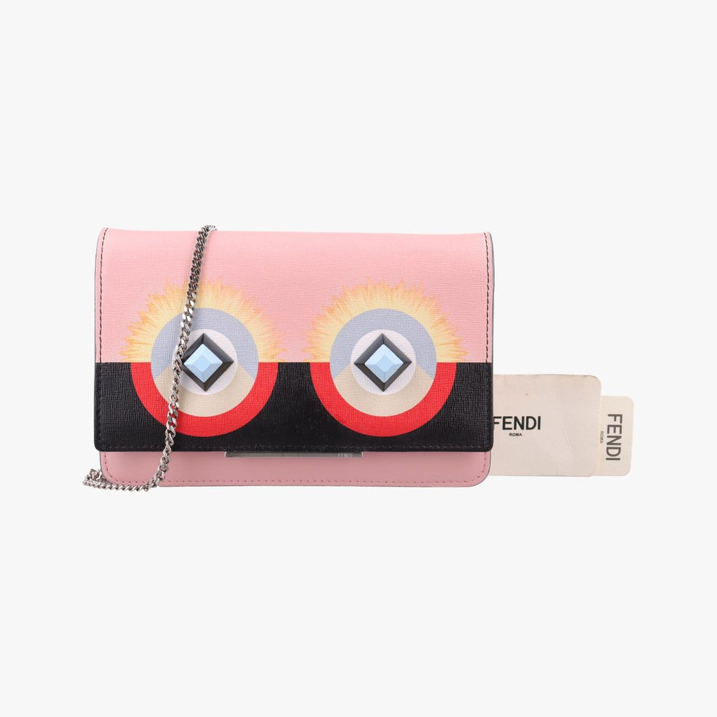 Fendi Monster Eyes Continental Pink Multicolor Leather