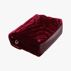 Saint Laurent Monogram Loulou Toy Wine Red Velour Shoulder Bag — view 7