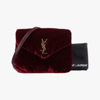 Saint Laurent Monogram Loulou Toy Wine Red Velour Shoulder Bag