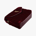 Saint Laurent Monogram Loulou Toy Wine Red Velour Shoulder Bag — view 5