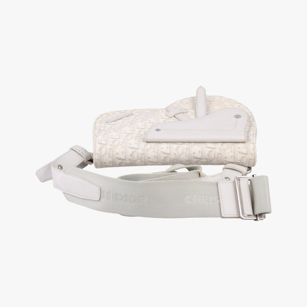 Dior Saddle Bag White Jacquard Leather — view 8