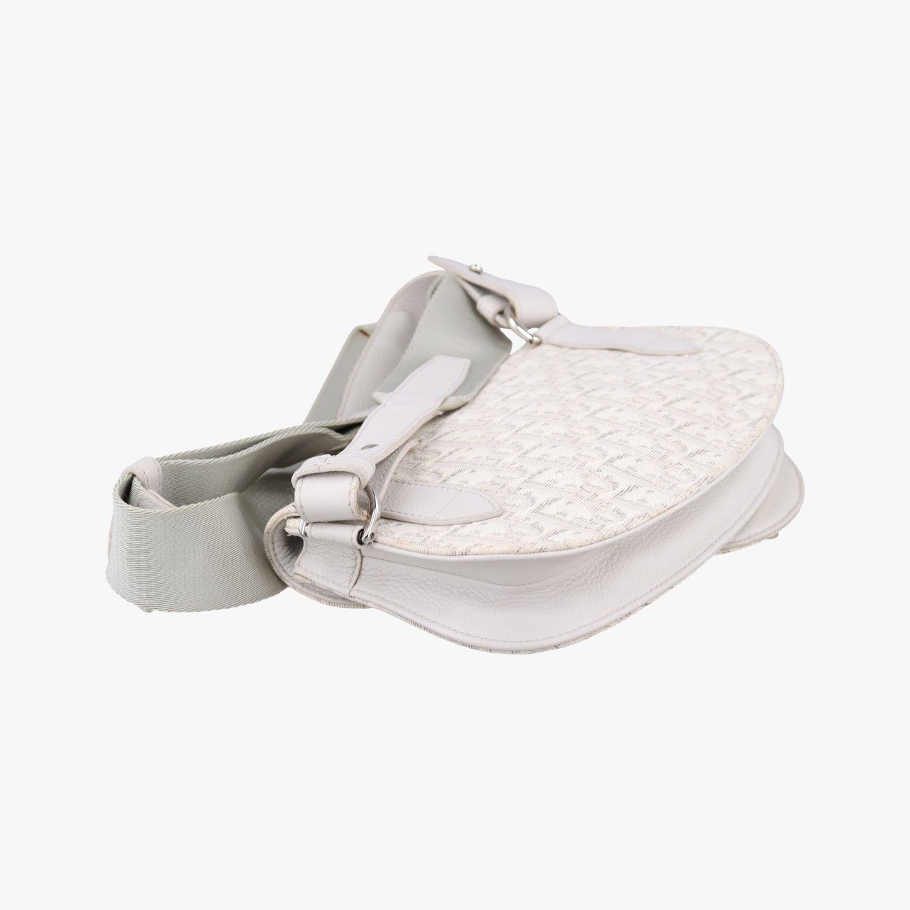 Dior Saddle Bag White Jacquard Leather — view 7