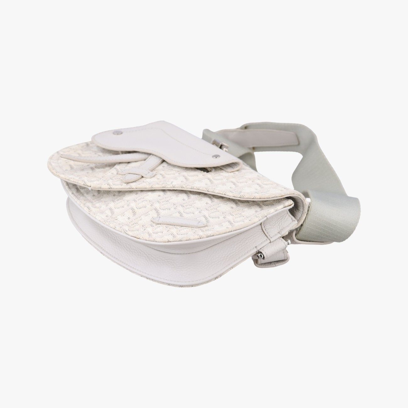 Dior Saddle Bag White Jacquard Leather — view 4