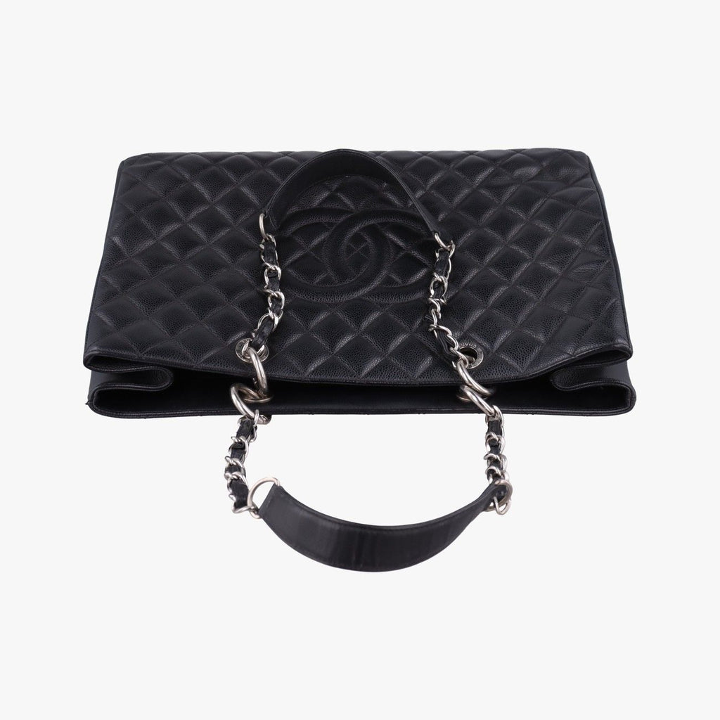 Chanel Quilted CC Logo Grand Shopping Tote Bag GST Black Caviar Leather — view 8