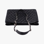Chanel Quilted CC Logo Grand Shopping Tote Bag GST Black Caviar Leather — view 8