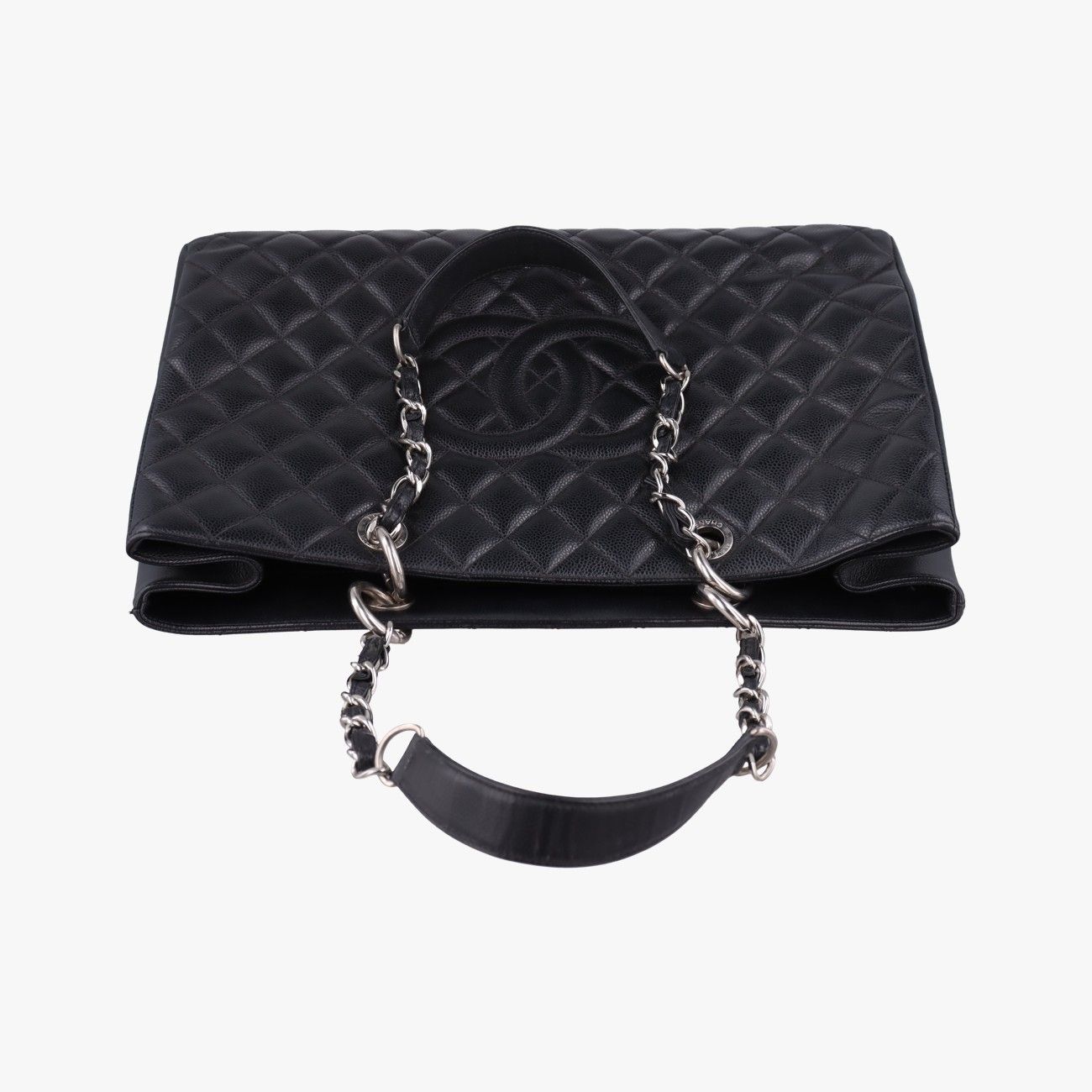 Chanel Quilted CC Logo Grand Shopping Tote Bag GST Black Caviar Leather — view 8