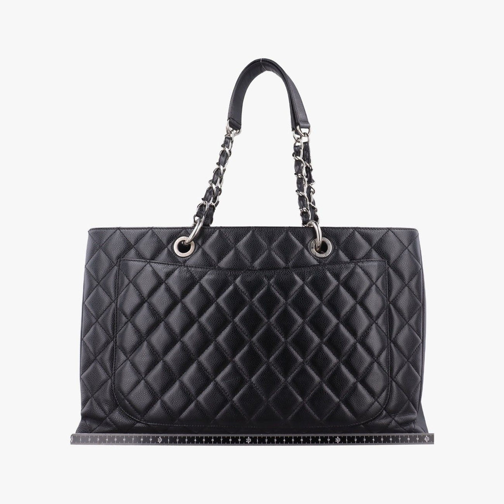 Chanel Quilted CC Logo Grand Shopping Tote Bag GST Black Caviar Leather — view 2