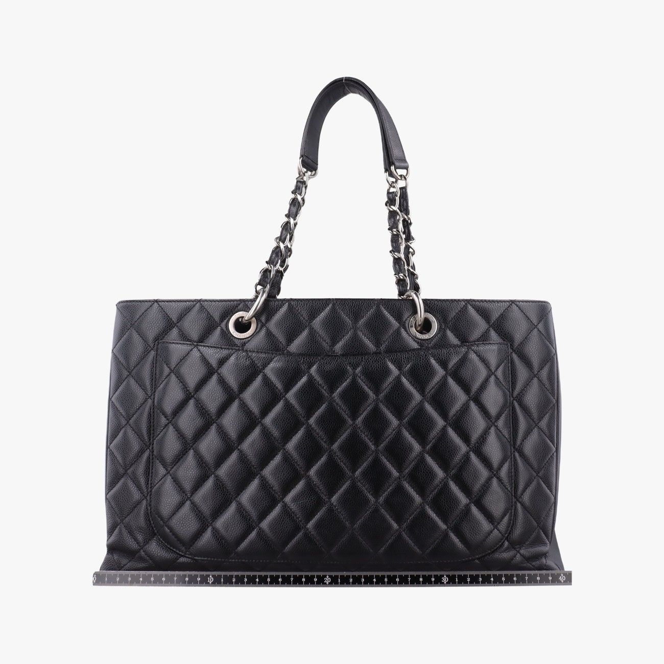 Chanel Quilted CC Logo Grand Shopping Tote Bag GST Black Caviar Leather — view 2