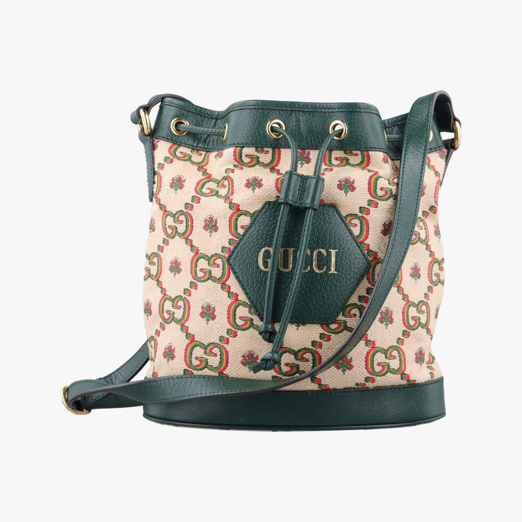 Gucci Ophidia Mini Bucket Green Multi Canvas Leather