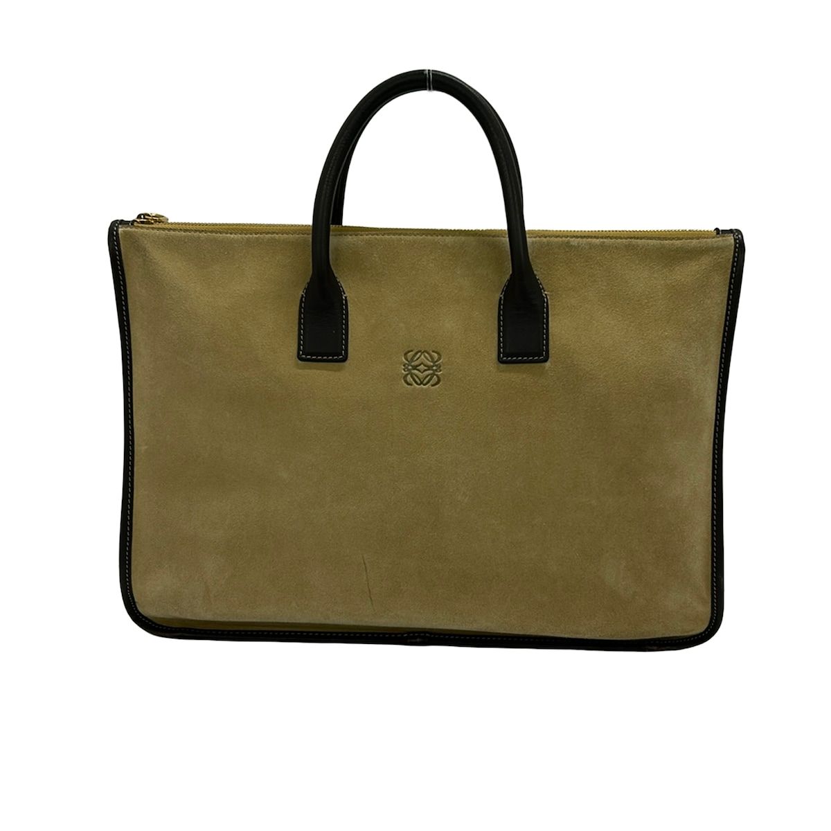 Loewe Handbag Beige Dark Brown Leather
