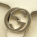 Gucci Shoulder Bag Interlocking G Chain Leather Ivory Gold Off White — view 8