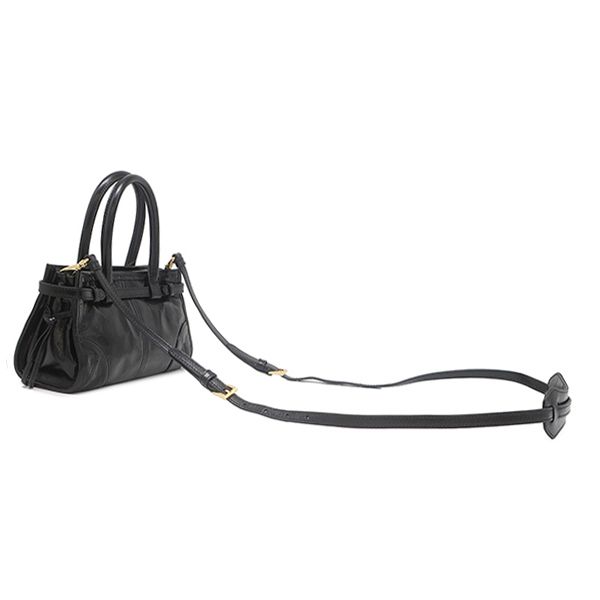 Prada 2-Way Bag Bonnie Mini Handbag Leather Black Gold Triangle Logo — view 2