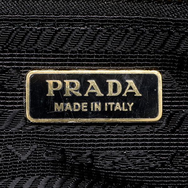 Prada 2-Way Bag Bonnie Mini Handbag Leather Black Gold Triangle Logo — view 7