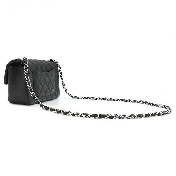 Chanel Shoulder Bag Mini Quilted 20 Lambskin Black Silver — view 2