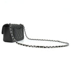 Chanel Shoulder Bag Mini Quilted 20 Lambskin Black Silver — view 2