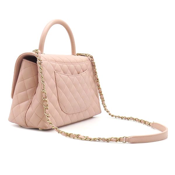 Chanel 2-Way Bag Coco Handle 29 Caviar Leather Pink Gold Top — view 2