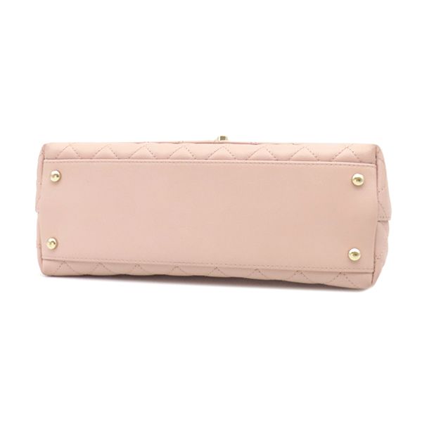 Chanel 2-Way Bag Coco Handle 29 Caviar Leather Pink Gold Top — view 3