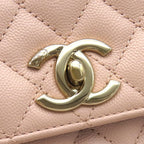 Chanel 2-Way Bag Coco Handle 29 Caviar Leather Pink Gold Top — view 8