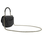 Chanel 2-Way Bag CC Logo Half Moon Lambskin Black Gold Top Handle — view 2