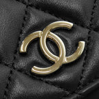 Chanel 2-Way Bag CC Logo Half Moon Lambskin Black Gold Top Handle — view 6