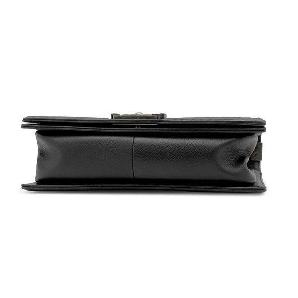 Chanel Shoulder Bag Boy 25 Caviar Leather Black Silver Chain — view 3