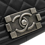 Chanel Shoulder Bag Boy 25 Caviar Leather Black Silver Chain — view 7