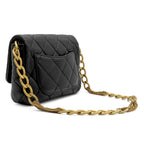 Chanel Shoulder Bag Quilted 20 Chain Calfskin Black Gold CC Logo — view 2