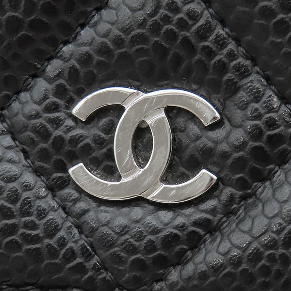 Chanel Chain Wallet Quilted Timeless Classic Caviar Leather Black Silver CC — view 5