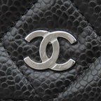 Chanel Chain Wallet Quilted Timeless Classic Caviar Leather Black Silver CC — view 5
