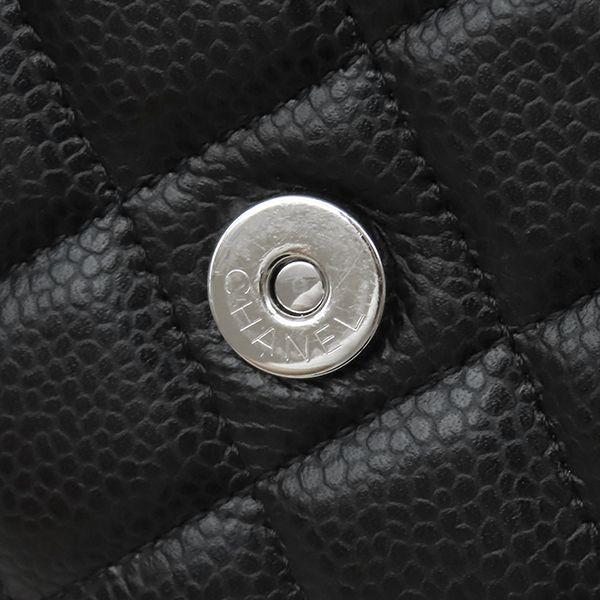 Chanel Chain Wallet Quilted Timeless Classic Caviar Leather Black Silver CC — view 8