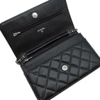 Chanel Chain Wallet Quilted Timeless Classic Caviar Leather Black Silver CC — view 6