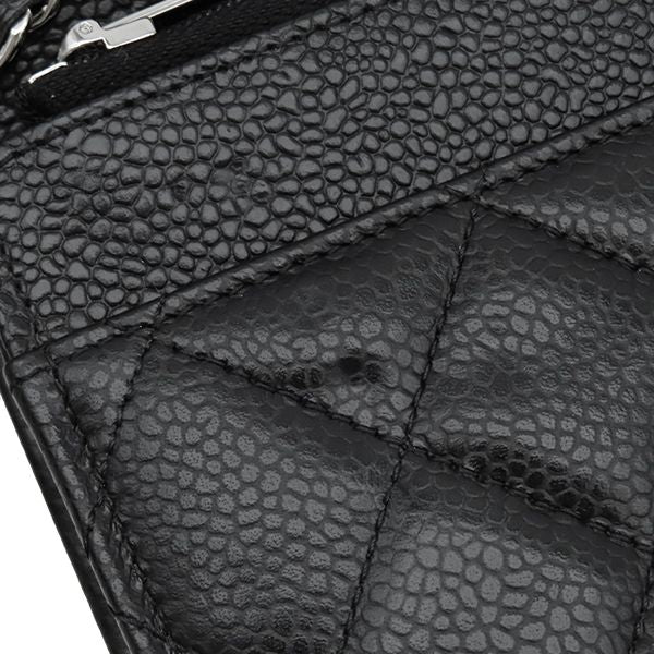 Chanel Chain Wallet Quilted Timeless Classic Caviar Leather Black Silver CC — view 7