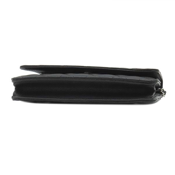 Chanel Chain Wallet Quilted Timeless Classic Caviar Leather Black Silver CC — view 3
