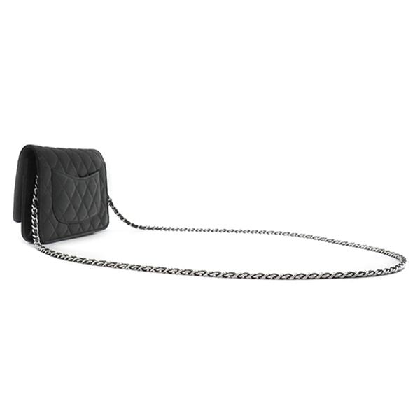 Chanel Chain Wallet Quilted Timeless Classic Caviar Leather Black Silver CC — view 2