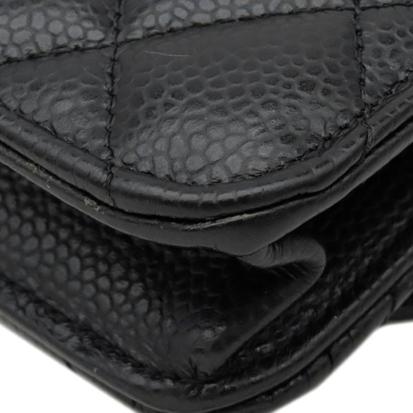 Chanel Chain Wallet Quilted Timeless Classic Caviar Leather Black Silver CC — view 4