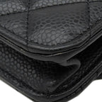 Chanel Chain Wallet Quilted Timeless Classic Caviar Leather Black Silver CC — view 4