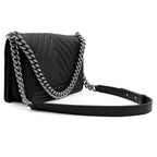 Chanel Shoulder Bag Boy 25 Lambskin Black Silver Chain — view 2